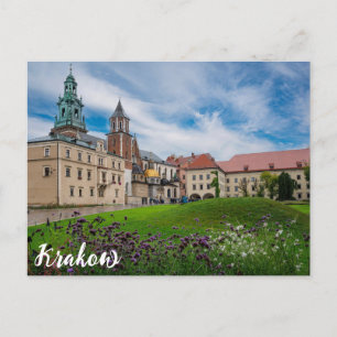 Bloemen bij kasteel Wawel in Krakau, Polen Briefkaart