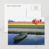 Bloemen bij Keukenhof, kanaal en boot Briefkaart (Voorkant / Achterkant)