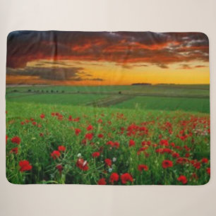 BLOEMEN BIJ ZONSONDERGANG SHERPA DEKEN