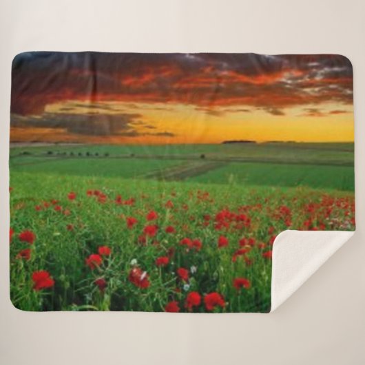 BLOEMEN BIJ ZONSONDERGANG SHERPA DEKEN (Voorkant (horizontaal))