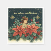 Bloemen Bijbel Verse Kerstmis Kind Decoupage Servet (Voorkant)