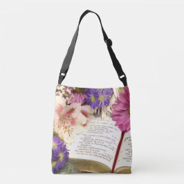 Bloemen Bijbelvers Crossbody Canvas tas Gift