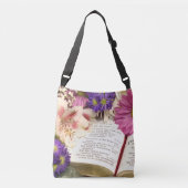 Bloemen Bijbelvers Crossbody Canvas tas Gift (Voorkant)