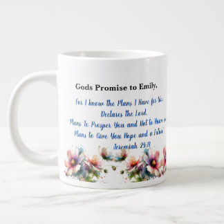 Bloemen Bijbelvers Jeremia 29:11 Personaliseer Grote Koffiekop