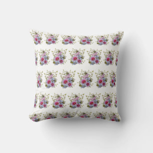 BLOEMEN & BIJEN Digitaal Tekening, Roze Hollyhocks Kussen
