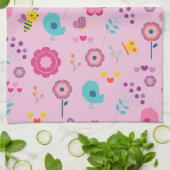 Bloemen Bijen en vogels Theedoek (Gevouwen)