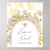 Bloemen bijen honingraten Liefde is zoet Poster (Voorkant)