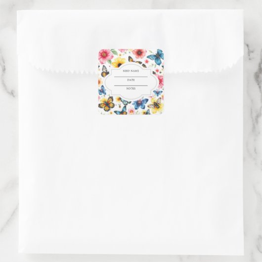 Bloemen bijen tuin patroon zaad saver envelop vierkante sticker (Tas)