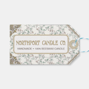 Bloemen Bijenwas Kaars Label Cadeaulabel