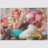 Bloemen Biker Vrouw Decoupage Tissuepapier (Voorkant)