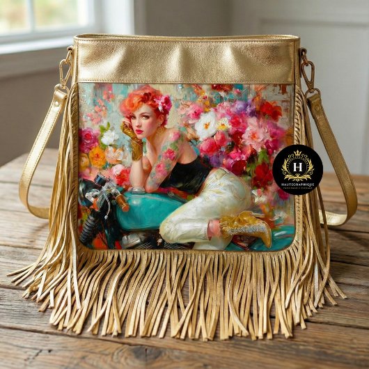  Bloemen Biker Vrouw Decoupage Tissuepapier