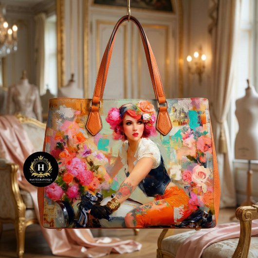 Bloemen Biker Vrouw Decoupage Tissuepapier