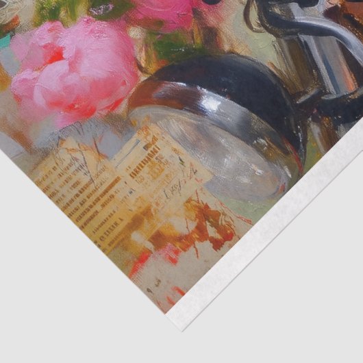 Bloemen Biker Vrouw Decoupage Tissuepapier (Detail)