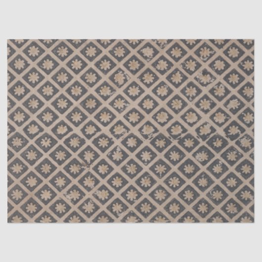 Bloemen binnen vierkantjes Decoupage papier (Voorkant)