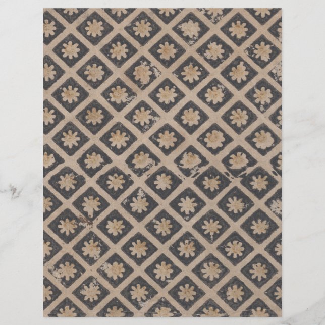 Bloemen binnen vierkantjes Decoupage papier (Voorkant)