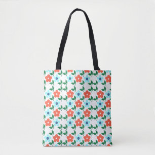 Bloemen & Blad over de hele Canvas tas