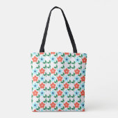 Bloemen & Blad over de hele Canvas tas (Achterkant)