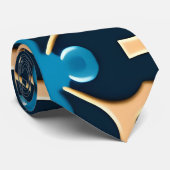 Bloemen bladeren blauw beige bloemmotief stropdas (Opgerold)