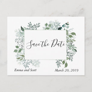 Bloemen Bladeren Bruiloft Save The Date Aankondigingskaart