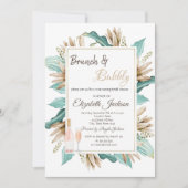 Bloemen Bladeren Brunch & Bubbelige Bruidsdouche Kaart (Voorkant)
