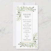 Bloemen bladeren groen Baby shower gedicht Bedankkaart (Voorkant)