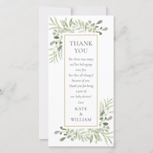 Bloemen Bladeren Groene Baby Shower Gedicht Bedankkaart