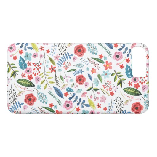 Bloemen & bladeren Kleurrijke Waterverven Patroon Case-Mate iPhone Case (Achterkant (Horizontaal))
