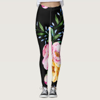 Bloemen & bladeren ontwerp op zwart