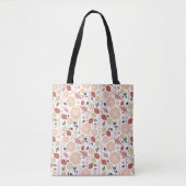 Bloemen bladeren perzik groen botanisch tote bag (Voorkant)