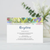 Bloemen bladeren Turquoise bruiloft receptie Informatiekaartje (Staand voorkant)