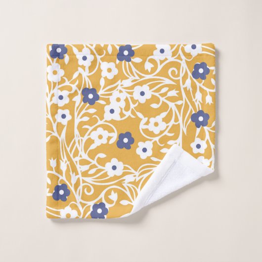 Bloemen, bladeren, wijnstokken, abstract, ochre, w bad handdoek (Wasdoekje)