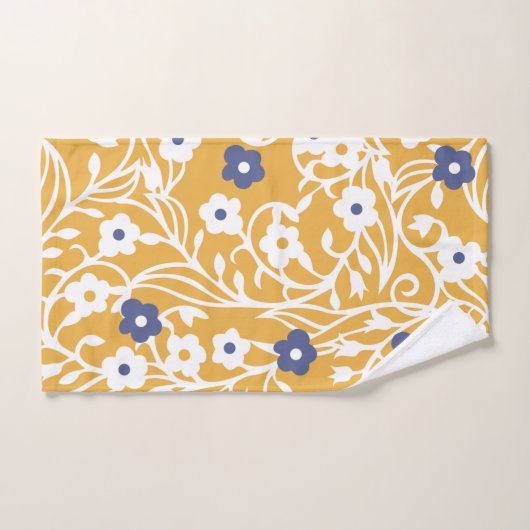 Bloemen, bladeren, wijnstokken, abstract, ochre, w bad handdoek (Handdoek)