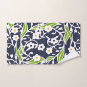 Bloemen, bladeren, wijnstokken, blauw van de marin bad handdoek (Handdoek)
