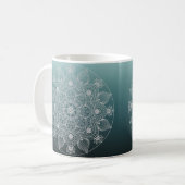Bloemen, bladeren, witte kant, Floral Mandala op B Koffiemok (Voorkant links)