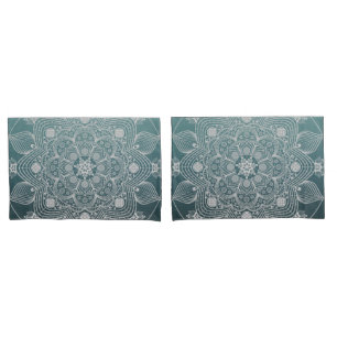 Bloemen, bladeren, witte kant, Floral Mandala op B Kussensloop