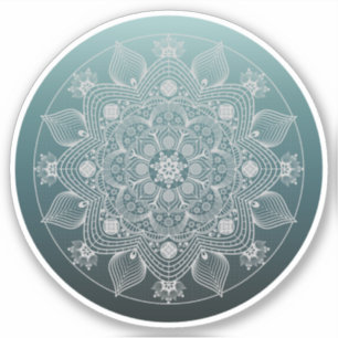 Bloemen, bladeren, witte kant, Floral Mandala op B Sticker