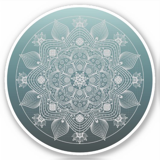 Bloemen, bladeren, witte kant, Floral Mandala op B Sticker (Voorkant)