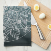 Bloemen, bladeren, witte kant, Floral Mandala op B Theedoek (Quarter Fold)