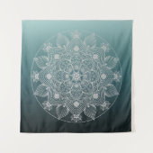Bloemen, bladeren, witte kant, Floral Mandala op B Wandkleed (Voorkant)