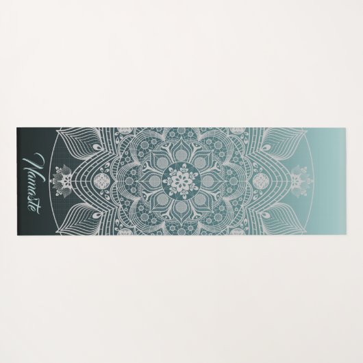 Bloemen, bladeren, witte kant, Floral Mandala op B Yogamat (Achterkant (horizontaal))