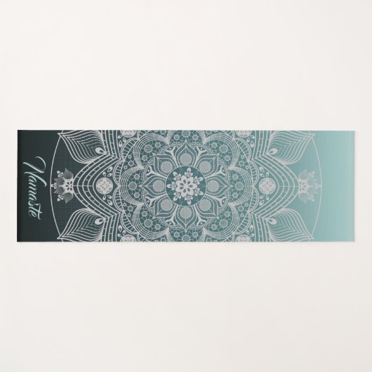 Bloemen, bladeren, witte kant, Floral Mandala op B Yogamat (Voorkant (horizontaal))