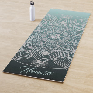 Bloemen, bladeren, witte kant, Floral Mandala op B Yogamat