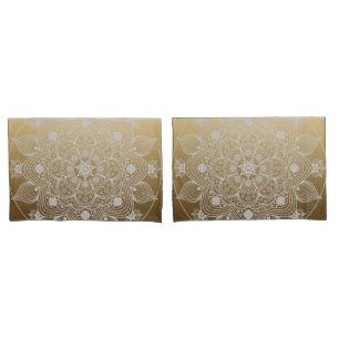 Bloemen, bladeren, witte kant, Floral Mandala op g Kussensloop