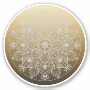 Bloemen, bladeren, witte kant, Floral Mandala op g Sticker