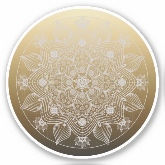 Bloemen, bladeren, witte kant, Floral Mandala op g Sticker (Voorkant)
