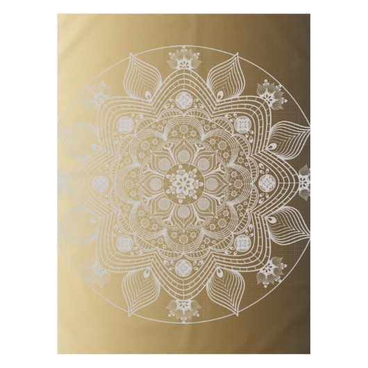 Bloemen, bladeren, witte kant, Floral Mandala op g Tafelkleed (Voorkant)