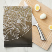 Bloemen, bladeren, witte kant, Floral Mandala op g Theedoek (Quarter Fold)