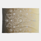 Bloemen, bladeren, witte kant, Floral Mandala op g Theedoek (Horizontaal)