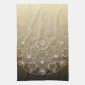 Bloemen, bladeren, witte kant, Floral Mandala op g Theedoek (Verticaal)