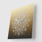 Bloemen, bladeren, witte kant, Floral Mandala op g Vierkante Klok (Hoek)